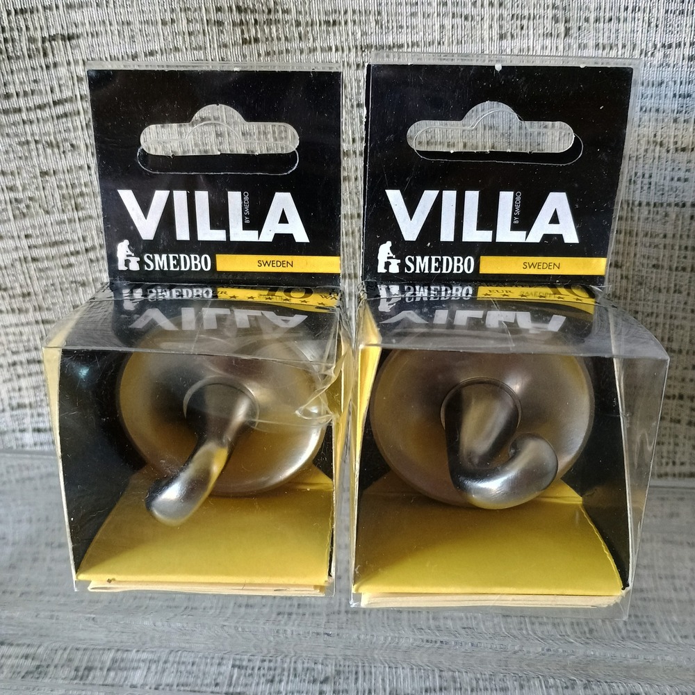 Set of 2 Smedbo Villa V245N Towel Hooks Solid Brass Brushed Nickel Sweden 55mm